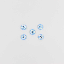 ABC Baskılı Bebe Düğme(5 Ad.)-Mavi-No:3 - PUKKA