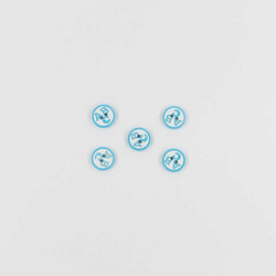 ABC Baskılı Bebe Düğme(5 Ad.)-Turkuaz-No:8 - PUKKA