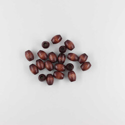 Ahşap Boncuk(Kahverengi)-Oval-20 Adet-12mmx17mm - İTHAL