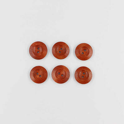Ahşap Düğme(6 Ad.)-23mm-Koyu Renk-No:3 - 1