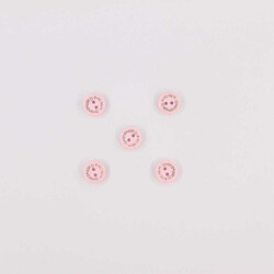 Ahşap Hand Made Renkli Düğme(5 Ad.)-15mm-No:-5 Pembe - PUKKA