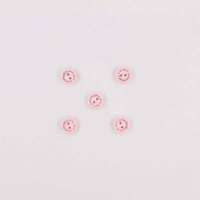 Ahşap Hand Made Renkli Düğme(5 Ad.)-15mm-No:-5 Pembe - 1