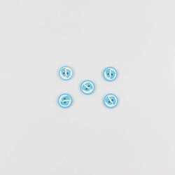 Ayak İzi Baskılı Bebe Düğme(5 Ad.)-Turkuaz-No:8 - PUKKA