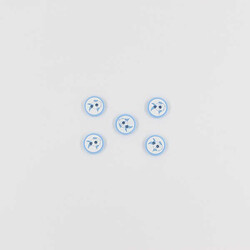 Balık Baskılı Bebe Düğme(5 Ad.)-Mavi-No:3 - PUKKA