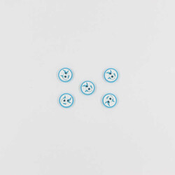 Balık Baskılı Bebe Düğme(5 Ad.)-Turkuaz-No:8 - PUKKA