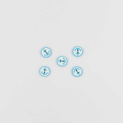 Çapa Baskılı Bebe Düğme(5 Ad.)-Turkuaz-No:8 - PUKKA