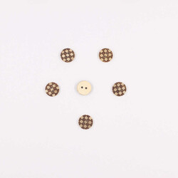 Coconut Desenli Dekoratif Düğme(6 Ad.)-15mm-No:1 - PUKKA