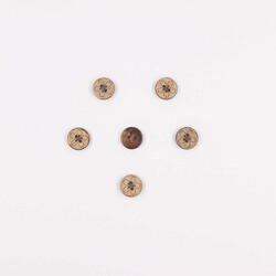 Coconut Desenli Dekoratif Düğme(6 Ad.)-15mm-No:3 - PUKKA