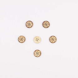 Coconut Desenli Dekoratif Düğme(6 Ad.)-18mm-No:9 - PUKKA