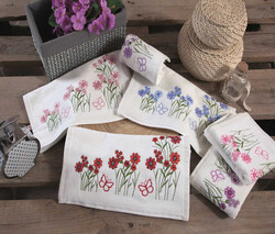 FİESTA BAHAR-HÜLYA-MELİSA KADİFE KÖŞE NAKIŞLI HAVLU/6 LI/30X50/825-1 - FİESTA