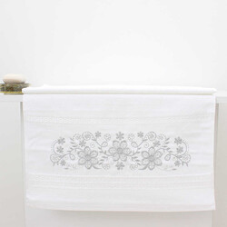 FİESTA BUKLE NAKIŞLI GÜMÜŞ TAŞLI HAVLU/1 AD./50X90/300-1/Model A - FİESTA