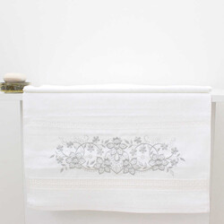 FİESTA BUKLE NAKIŞLI GÜMÜŞ TAŞLI HAVLU/1 AD./50X90/300-1/Model D - FİESTA