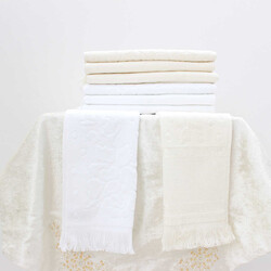 FİESTA ETAMİN BORDÜRLÜ KADİFE JAKARLI SAÇAKLI HAVLU(1 AD)/30X50/848-1 - FİESTA