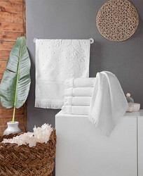 FİESTA ETAMİN BORDÜRLÜ KADİFE JAKARLI SAÇAKLI HAVLU(1 AD)/50X90/210-1 - FİESTA