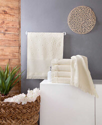 FİESTA ETAMİN BORDÜRLÜ KADİFE JAKARLI SAÇAKLI HAVLU(1 AD)/50X90/210-2 - FİESTA