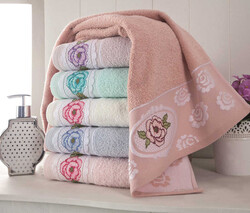 FİESTA GÜL BUKLE JAKARLI NAKIŞLI HAVLU/6 LI PK/50X90/185-3 - FİESTA