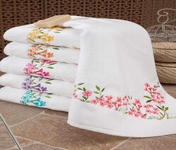 FİESTA HALE KADİFE KÖŞE NAKIŞLI HAVLU/6 LI PK/50X90/766-1 - FİESTA