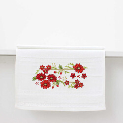 FİESTA HATMİ BUKLE NAKIŞLI TAŞLI HAVLU/30X50/807-1 Kırmızı - FİESTA