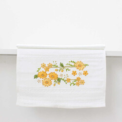 FİESTA HATMİ BUKLE NAKIŞLI TAŞLI HAVLU/30X50/807-1 Sarı - FİESTA