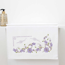 FİESTA KADİFE ÇİSEM KÖŞE NAKIŞLI TAŞLI HAVLU/1 AD./50X90/311-3/Menekşe - FİESTA