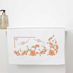 FİESTA KADİFE ÇİSEM KÖŞE NAKIŞLI TAŞLI HAVLU/1 AD./50X90/311-4/Y.Ağzı - FİESTA