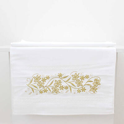 FİESTA KADİFE NAKIŞLI GOLD TAŞLI HAVLU/1 AD./50X90/310-2/Model A - 1