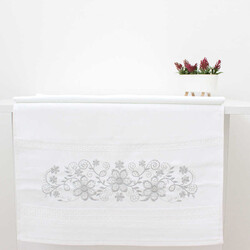 FİESTA KADİFE NAKIŞLI GÜMÜŞ TAŞLI HAVLU/1 AD./50X90/310-1/Model A - FİESTA