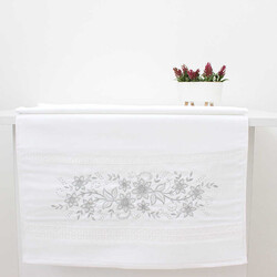 FİESTA KADİFE NAKIŞLI GÜMÜŞ TAŞLI HAVLU/1 AD./50X90/310-1/Model B - FİESTA