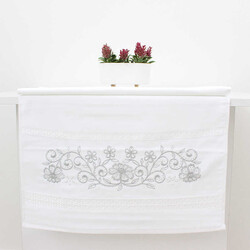 FİESTA KADİFE NAKIŞLI GÜMÜŞ TAŞLI HAVLU/1 AD./50X90/310-1/Model D - FİESTA