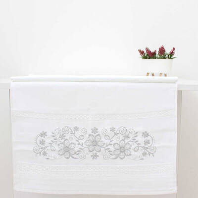 FİESTA KADİFE NAKIŞLI GÜMÜŞ TAŞLI HAVLU/1 AD./50X90/310-1/Model A - 1