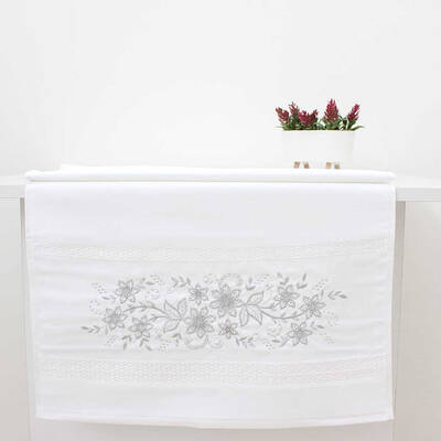 FİESTA KADİFE NAKIŞLI GÜMÜŞ TAŞLI HAVLU/1 AD./50X90/310-1/Model B - 1