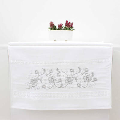 FİESTA KADİFE NAKIŞLI GÜMÜŞ TAŞLI HAVLU/1 AD./50X90/310-1/Model E - 1