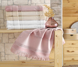 FİESTA MİNE SAÇAKLI KADİFE BOYAMA HAVLU/6 LI PK./50X90/207-3 - FİESTA