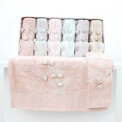 FİESTA SAKURA 3D EL İŞİ NAKIŞLI ANALI KIZLI HAVLU/6 AD.50X90-6 AD.30X50 KUTU/1560-3 - FİESTA