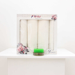 FİESTA SOFT BAMBU JAKARLI HAMAM TAKIMI/4 PARÇA/50X90-70X140/2503-Krem-Krem - 2