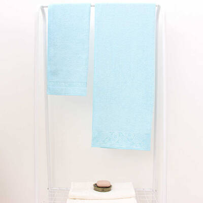 FİESTA SOFT BAMBU JAKARLI HAMAM TAKIMI/4 PARÇA/50X90-70X140/2503-Krem-Mavi - 1