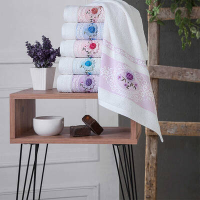FİESTA SOFT BUKLE 3D NAK. YASMİN HAVLU/6 LI KUTU/50X90/2066-3 - 1