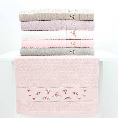 FİESTA SOFT BUKLE JAKARLI NAKIŞLI HAVLU/6 AD. 50X90/2095-3 - 1