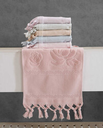 FİESTA SOFT ETAMİN JAKARLI BAĞLAMALI SAÇAKLI HAVLU/6 LI PK./30X50/2861-3 - FİESTA