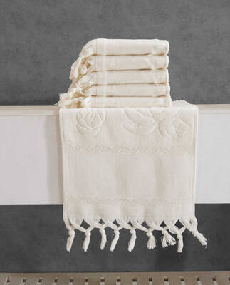 FİESTA SOFT ETAMİN JAKARLI BAĞLAMALI SAÇAKLI HAVLU/30X50/2861-2 - 1