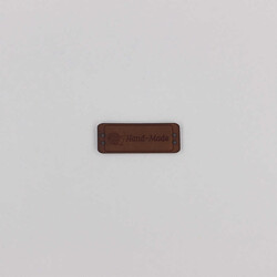 Hand Made Deri Etiket Dikdörtgen-Küçük- Kahve-No;6 - PUKKA