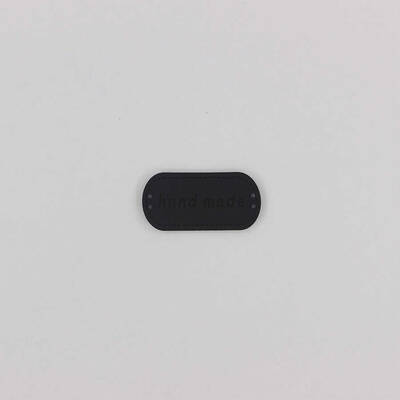 Hand Made Deri Etiket Oval Siyah-No;4 - 1