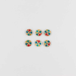 Kartopu Yıldız Baskılı Ahşap Düğme(6 Ad.)-15mm - KARTOPU