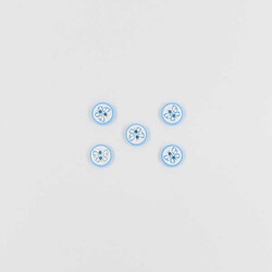 Kelebek Baskılı Bebe Düğme(5 Ad.)-Mavi-No:3 - PUKKA