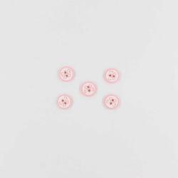 Kelebek Baskılı Bebe Düğme(5 Ad.)-Pembe -No:2 - PUKKA