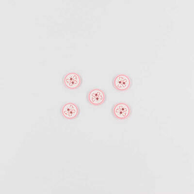 Kelebek Baskılı Bebe Düğme(5 Ad.)-Pembe -No:2 - 1
