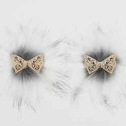 Kelebekli Patik Süsü(Patik Tokası) No:15-Gri-Beyaz - PUKKA