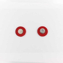 Yuvarlak Deri Dikmeli Gümüş Mıknatıslı Çanta Çıtçıtı-Kırmızı - PUKKA